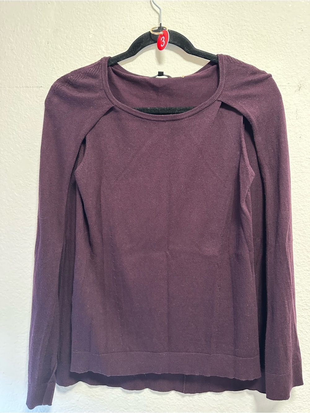 KOBI Women’s Cape Sleeve Sweater Small Plum Purple Layered Knit Silk Blend